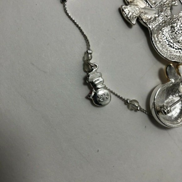 Snowman Christmas Tree Silvertone Anklet - Picture 6 of 8